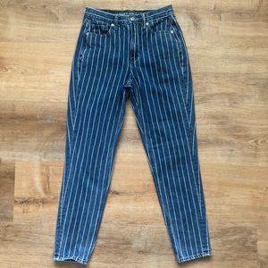 American Eagle Mom Jeans Retro Indigo Stripes Size 00